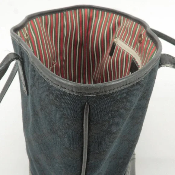 💎✨BEAUTIFUL✨💎 GUCCI Tote Bag Black GG Canvas Leather - Picture 14 of 16